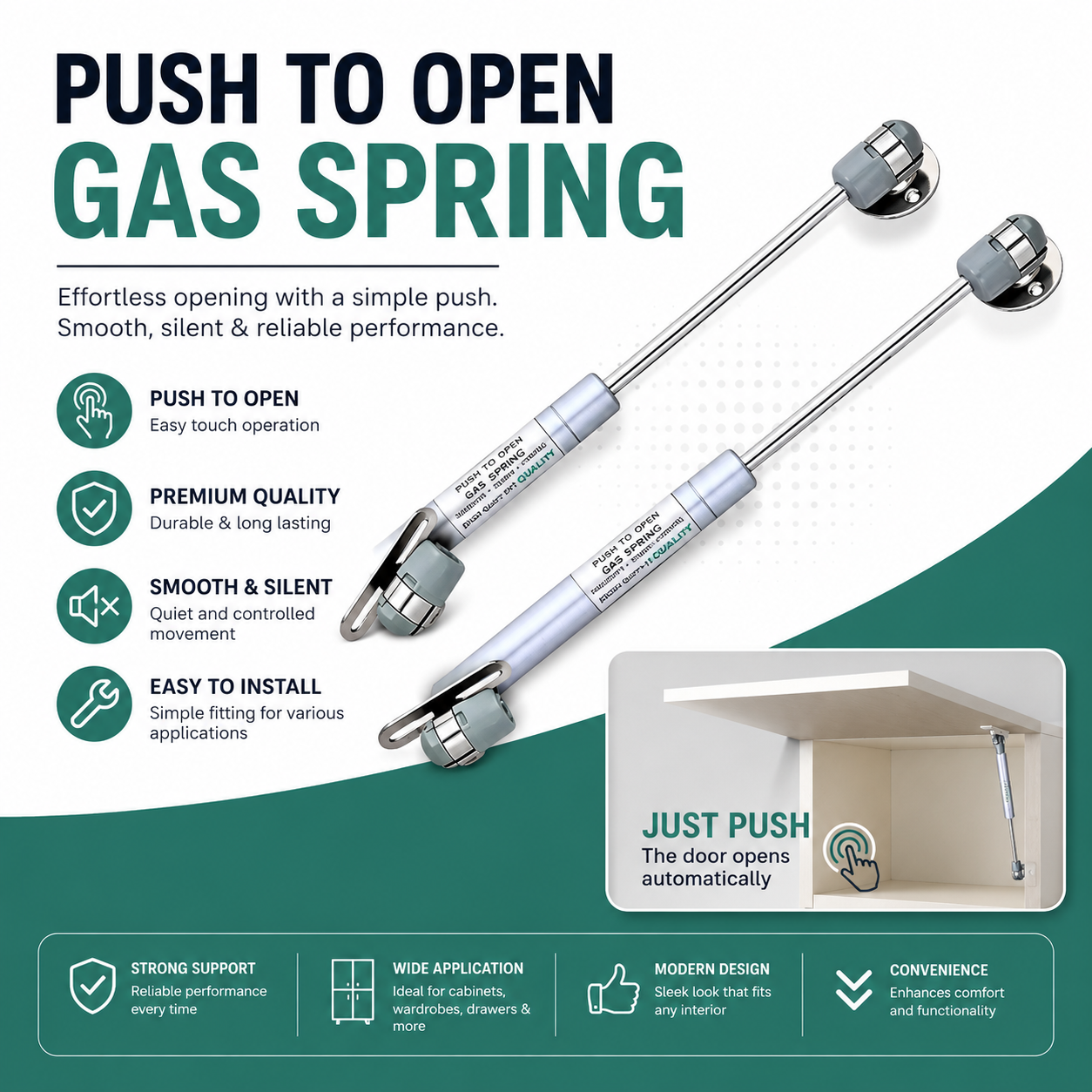 PUSH TO OPEN GAS SPRING