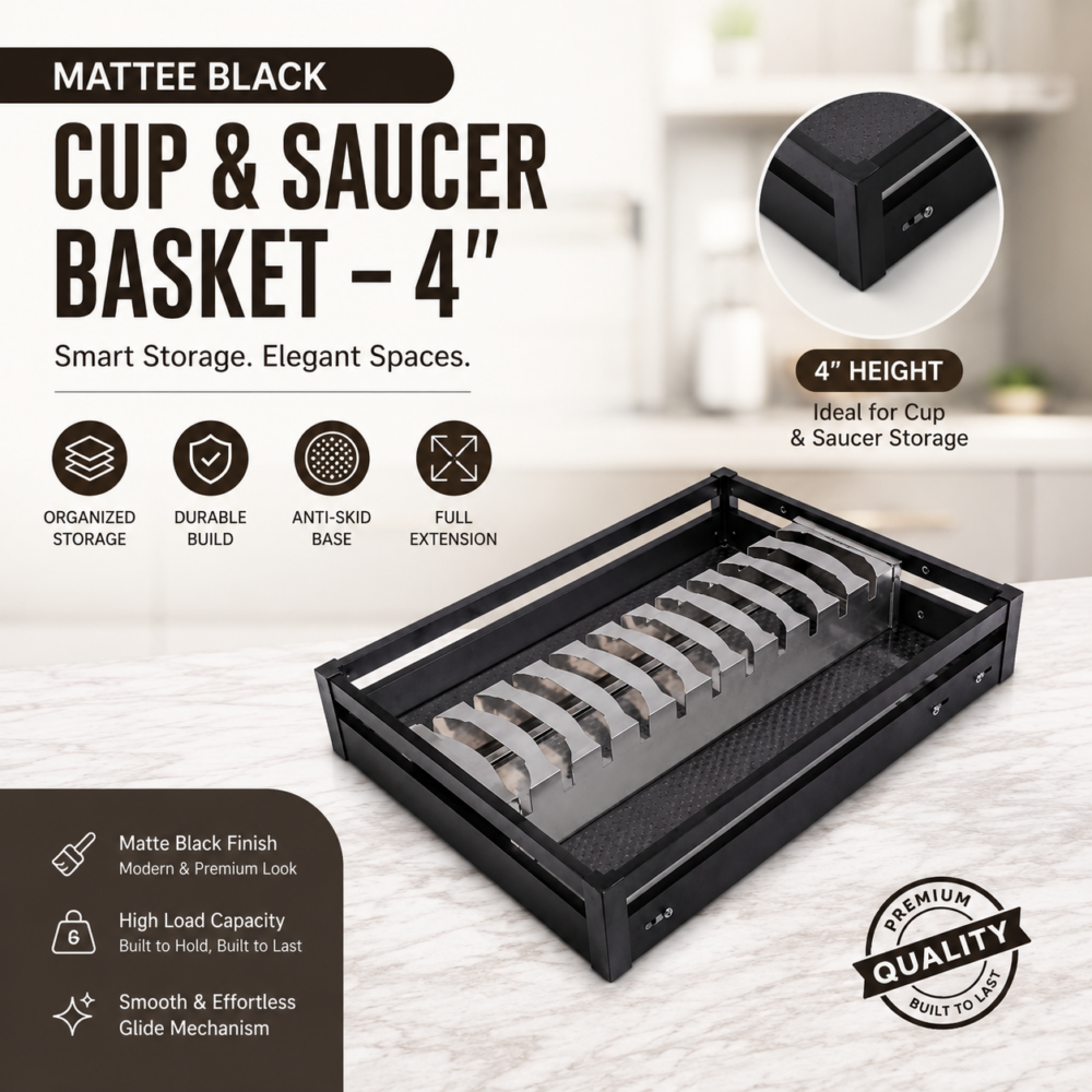 MATTEE BLACK CUP & SAUCER BASKET - 4"