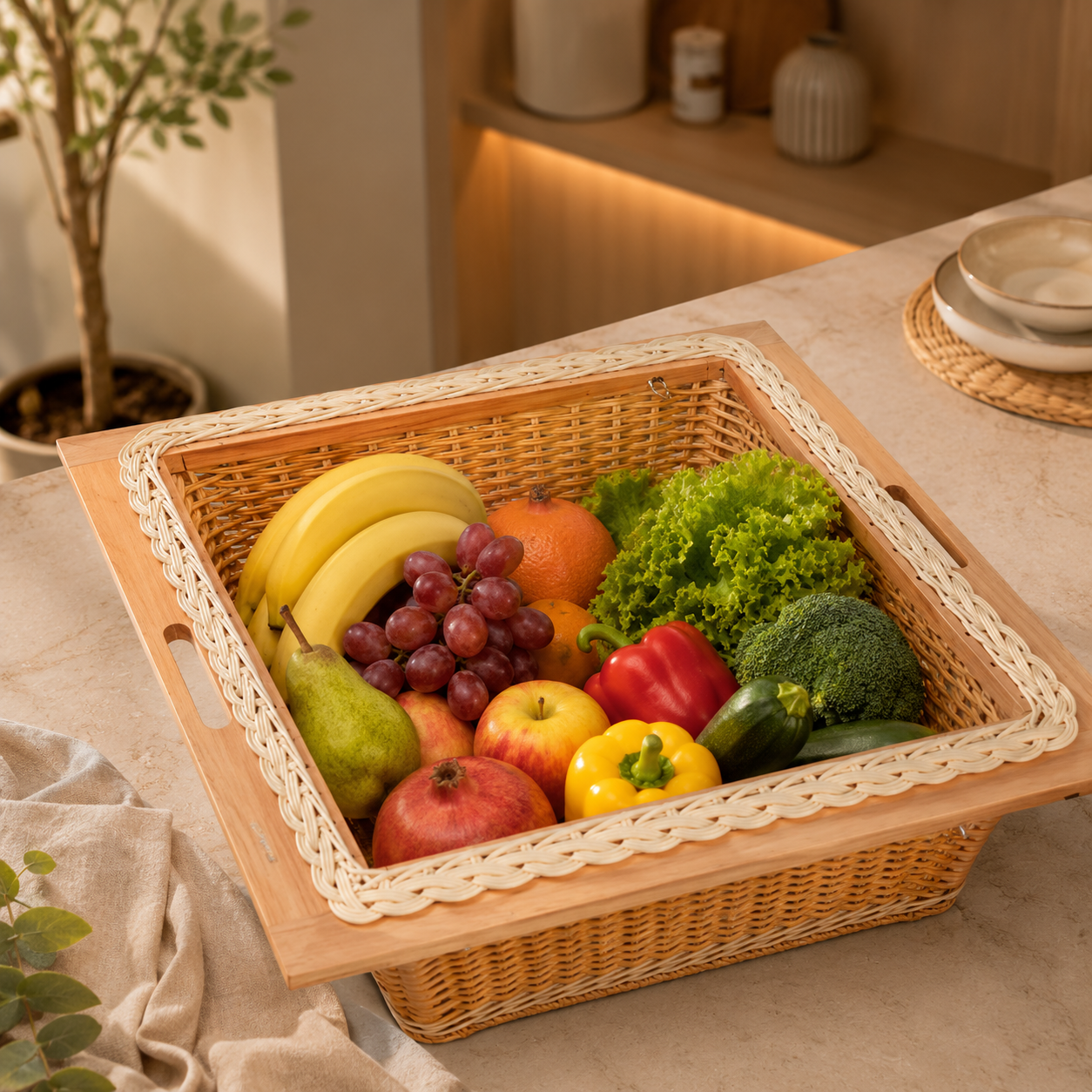 WICKER BASKET (CANE+SYNTHETIC)