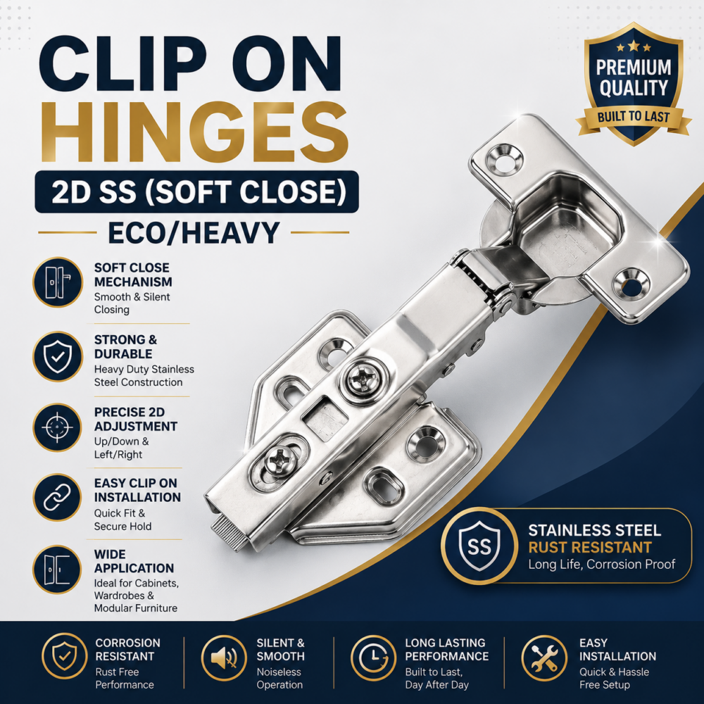 CLIP ON HINGES 2D SS (SOFT CLOSE) ECO/HEAVY