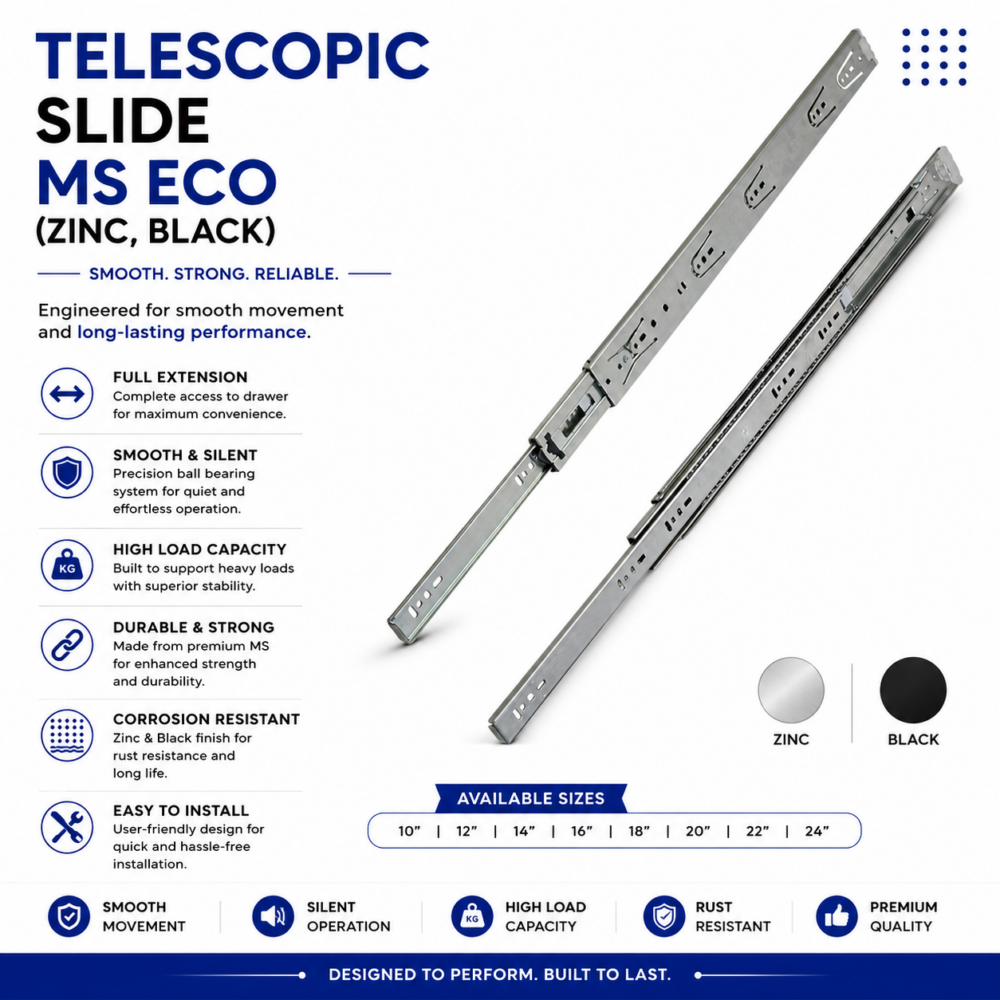 TELESCOPIC SLIDE MS ECO (ZINC, BLACK)