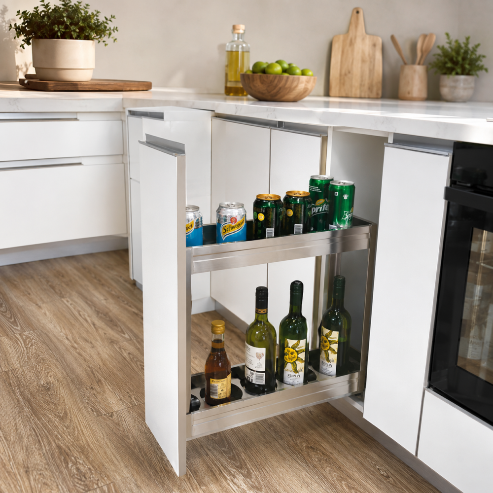 Satin Bottle PullOut With Undermount Quadro