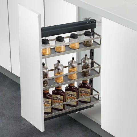GREY DIAMOND ARENA SIDE MOUNTING BOTTLE PULLOUT (FRAME WITH SOFTCLOSE QUADRO)