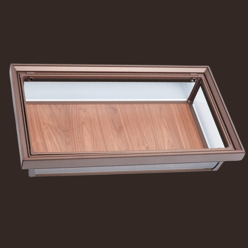 SOFT CLOSE MOCHA GLASS BASKET