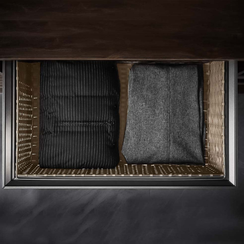 SOFT CLOSE MOCHA RATTEN BASKET