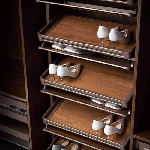 SOFT CLOSE MOCHA REVOLVING SHOE RACK