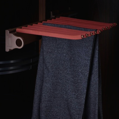 SOFT CLOSE MOCHA SIDE MOUNTED TROUSER RACK