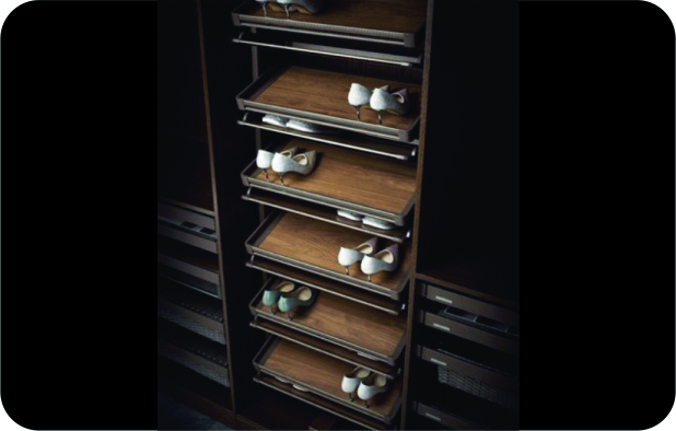 SOFT CLOSE MOCHA REVOLVING SHOE RACK