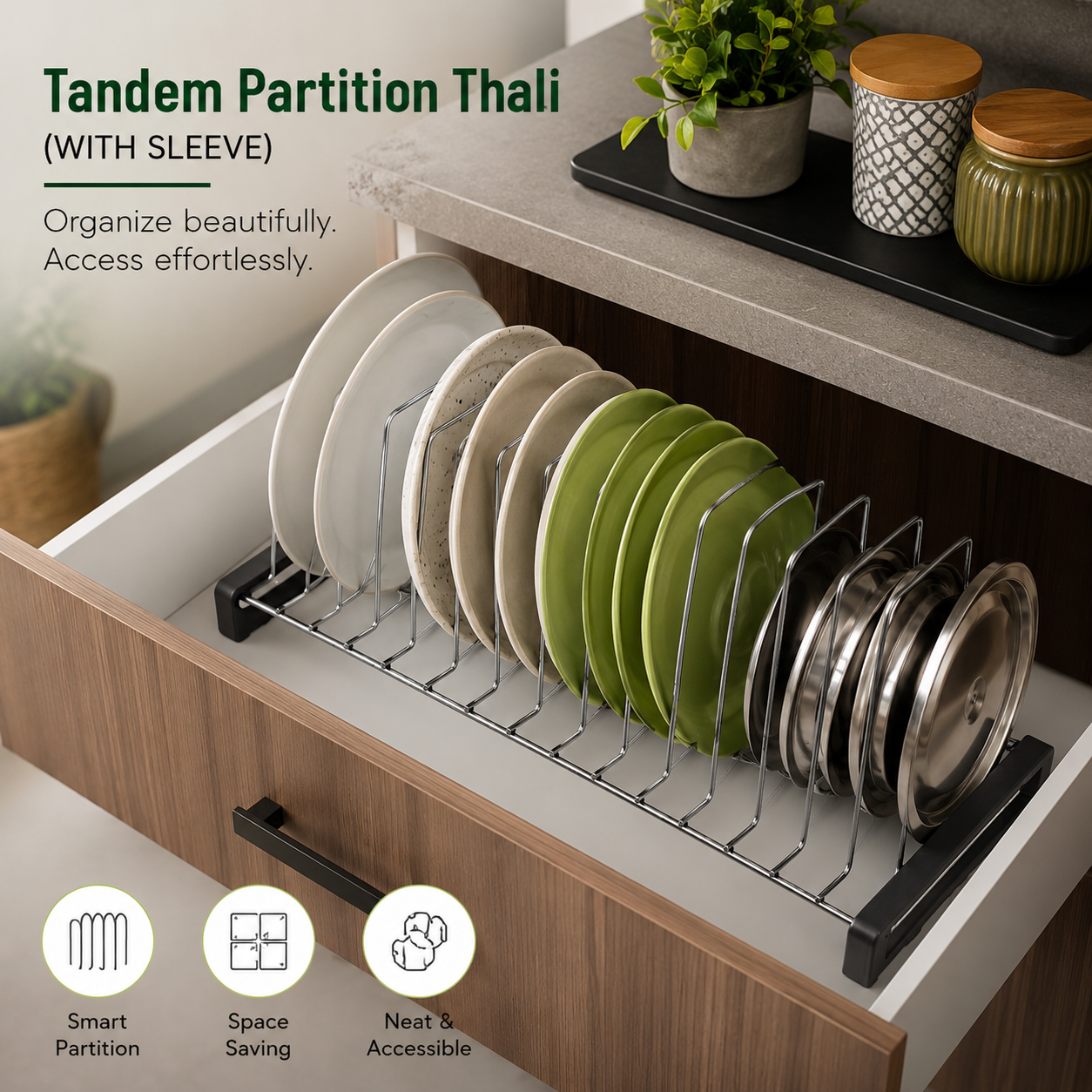 TANDEM PARTITION THALI (WITH SLEEVE)