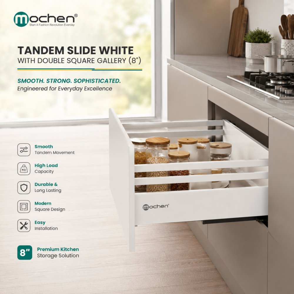 TANDEM SLIDE WHITE WITH DOUBLE SQUARE GALLERY (8")