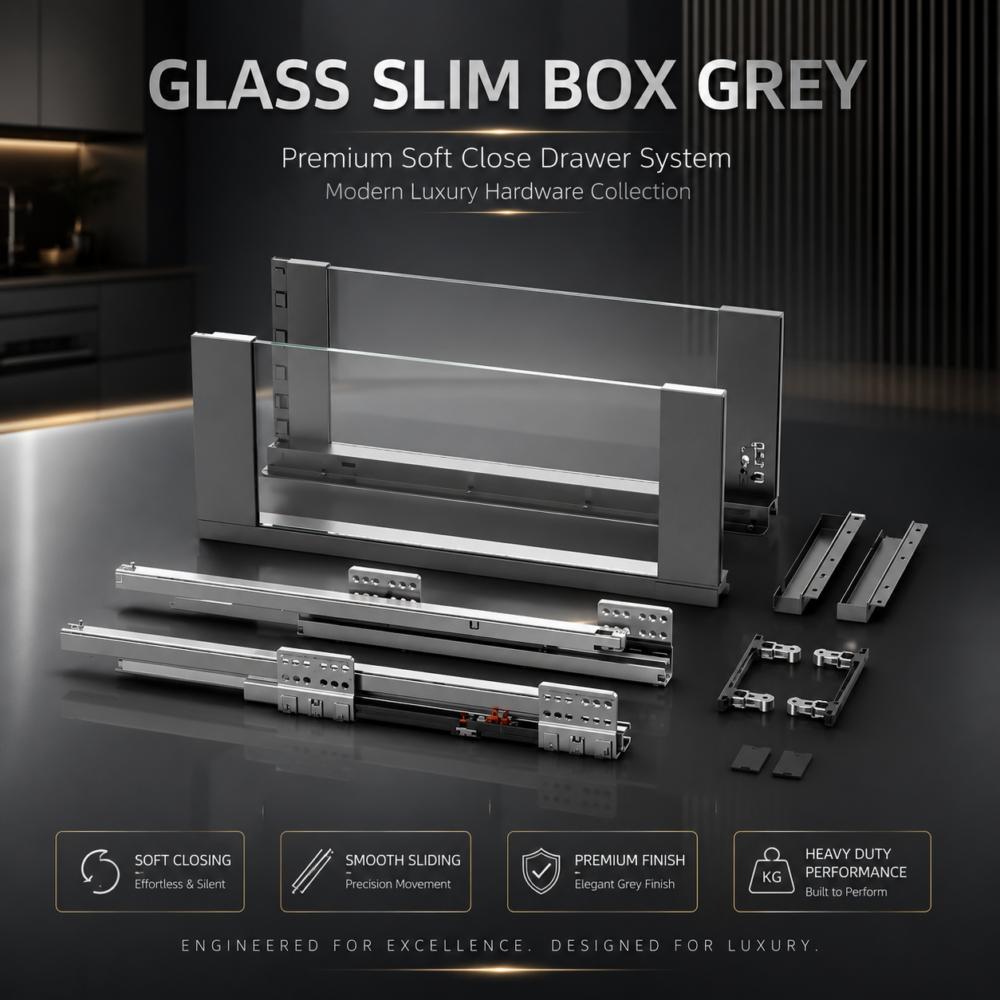 GLASS SLIM BOX GREY (8")