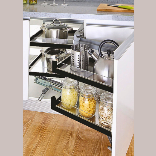 GLASS MAGIC CORNER MATTEE BLACK (SOFTCLOSE)