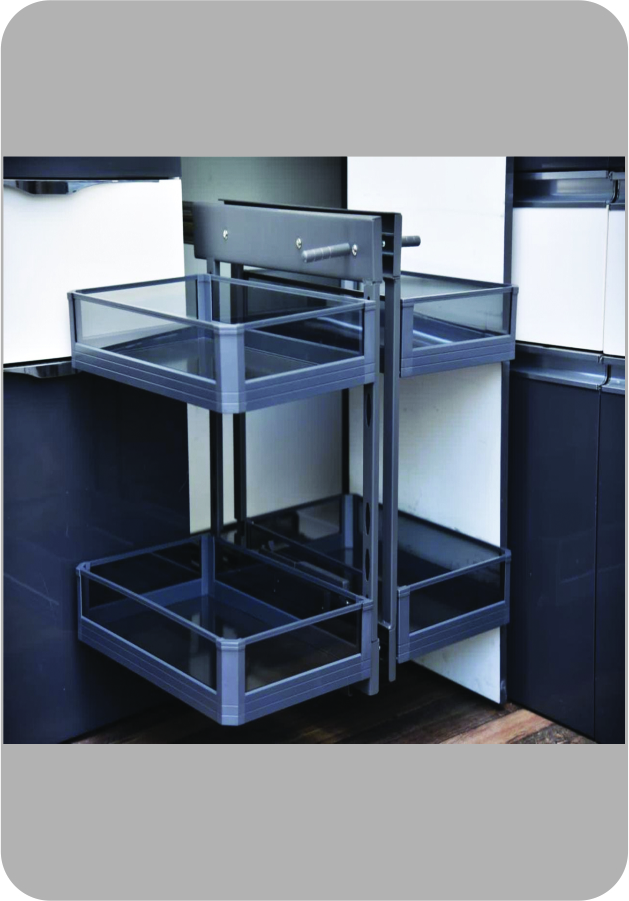 GREY GLASS UNIVERSAL MAGIC CORNER (SOFT CLOSE)