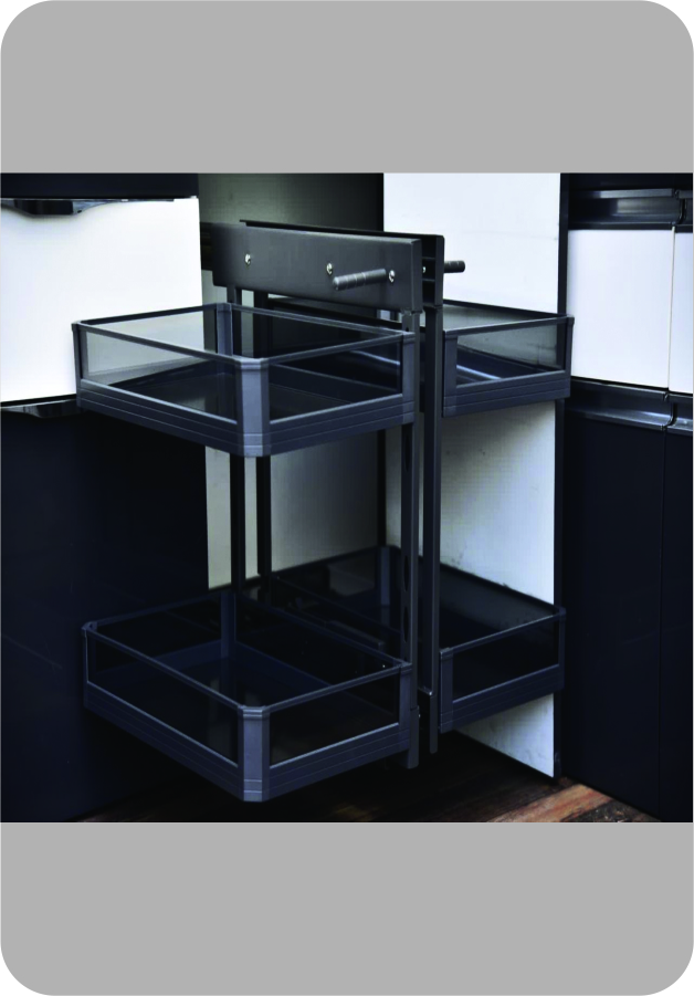 GLASS BLACK UNIVERSAL MAGIC CORNER (SOFTCLOSE)
