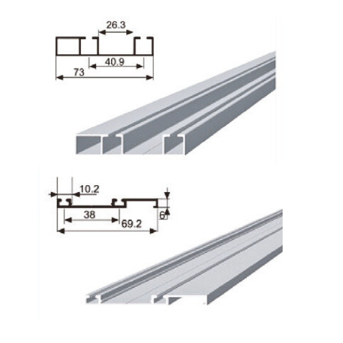 DOUBLE TRACK SLIDING ROLLER PROFILE (TOP + BOTTOM + COVER FOR BOTTOM RAIL)