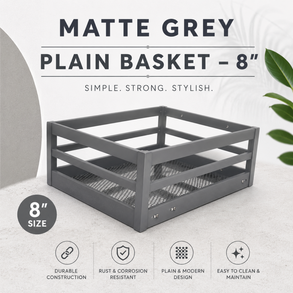 MATTE GREY PLAIN BASKET - 8"