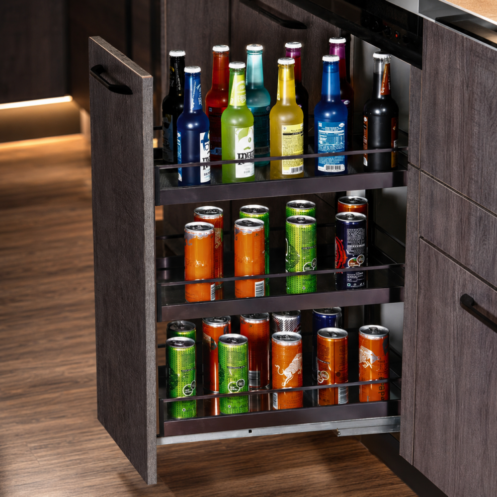 GLASS BOTTLE PULLOUT (WITH UNDER MOUNT QUADRO)