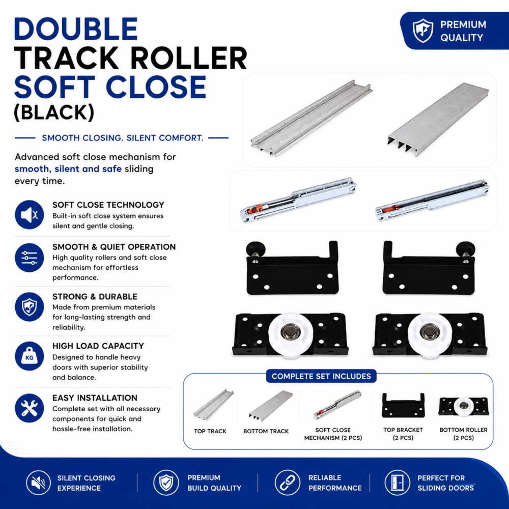 DOUBLE TRACK ROLLER SOFT CLOSE (BLACK)