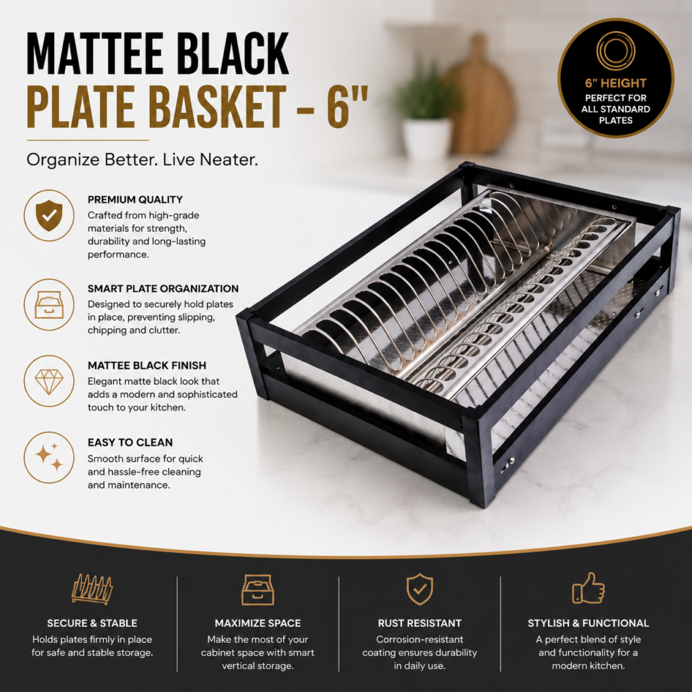 MATTEE BLACK PLATE BASKET - 6"