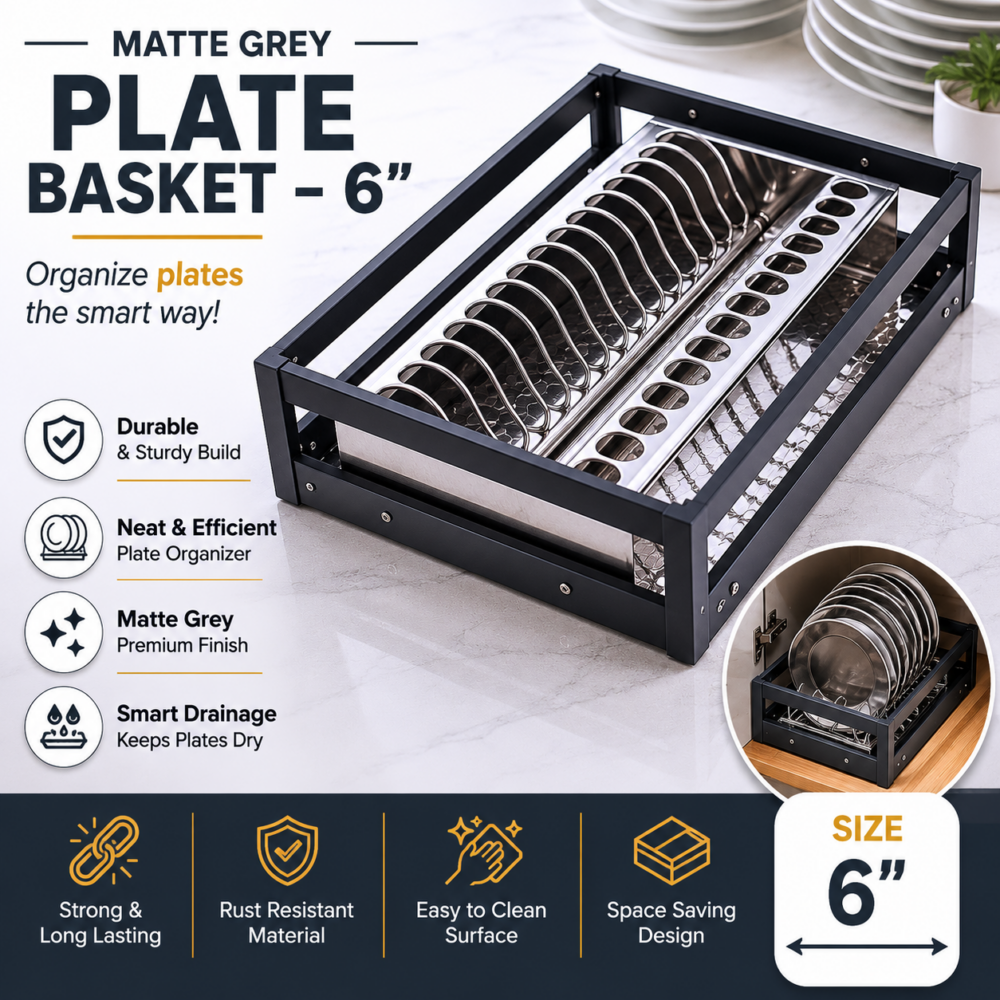 MATTE GREY PLATE BASKET 6"