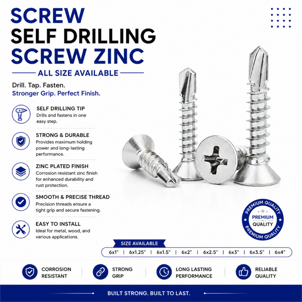 SCREW SELF DRILLING SCREW ZINC ALL SIZE AVAILABLE