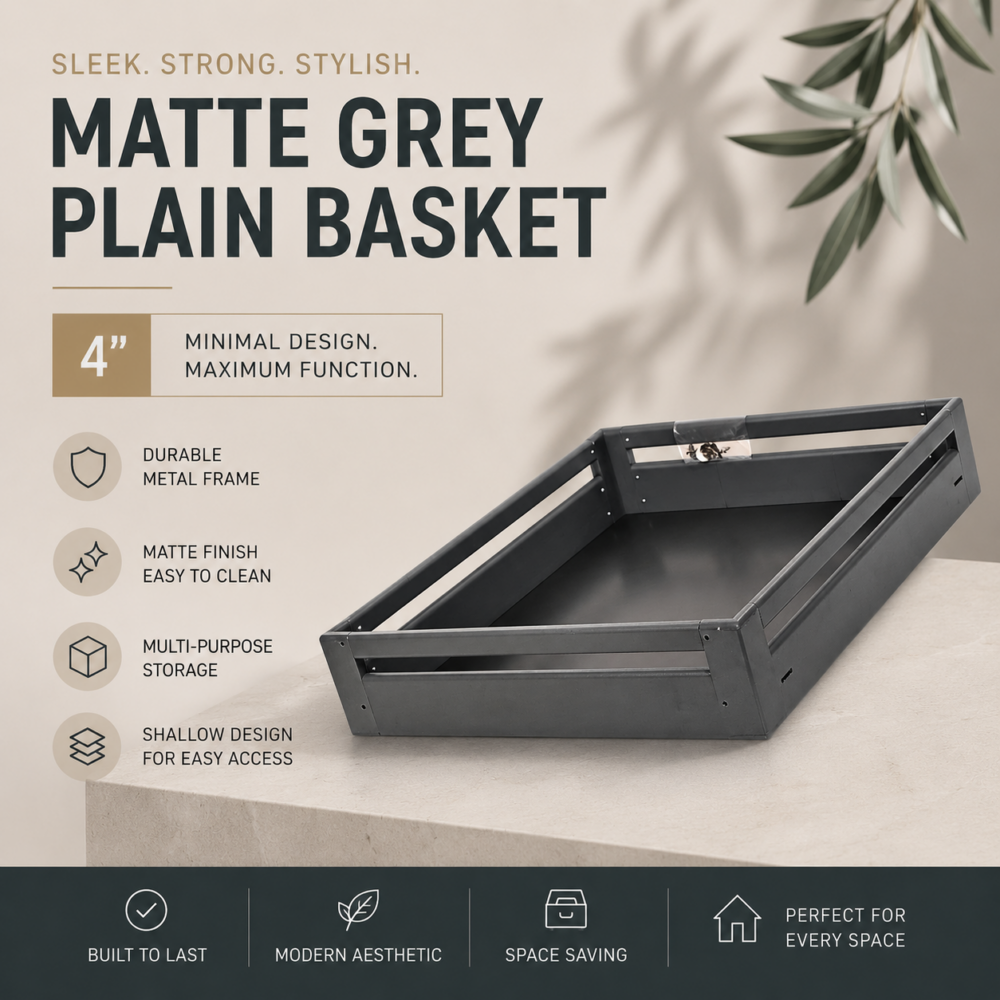 MATTE GREY PLAIN BASKET - 4"