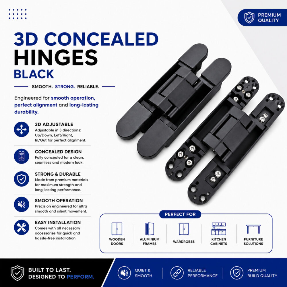 3D Concealed Hinges Black