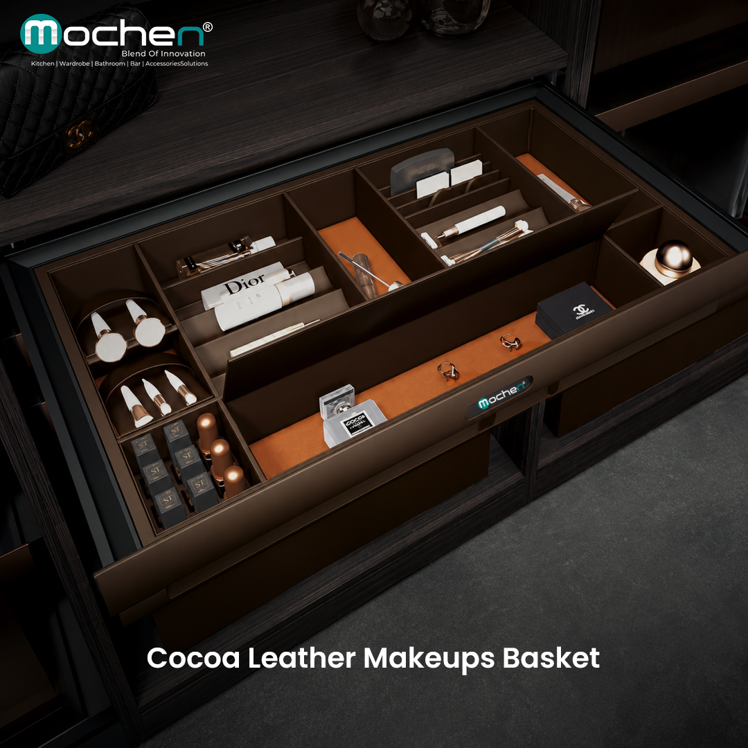 Cocoa Leather Makeups Basket