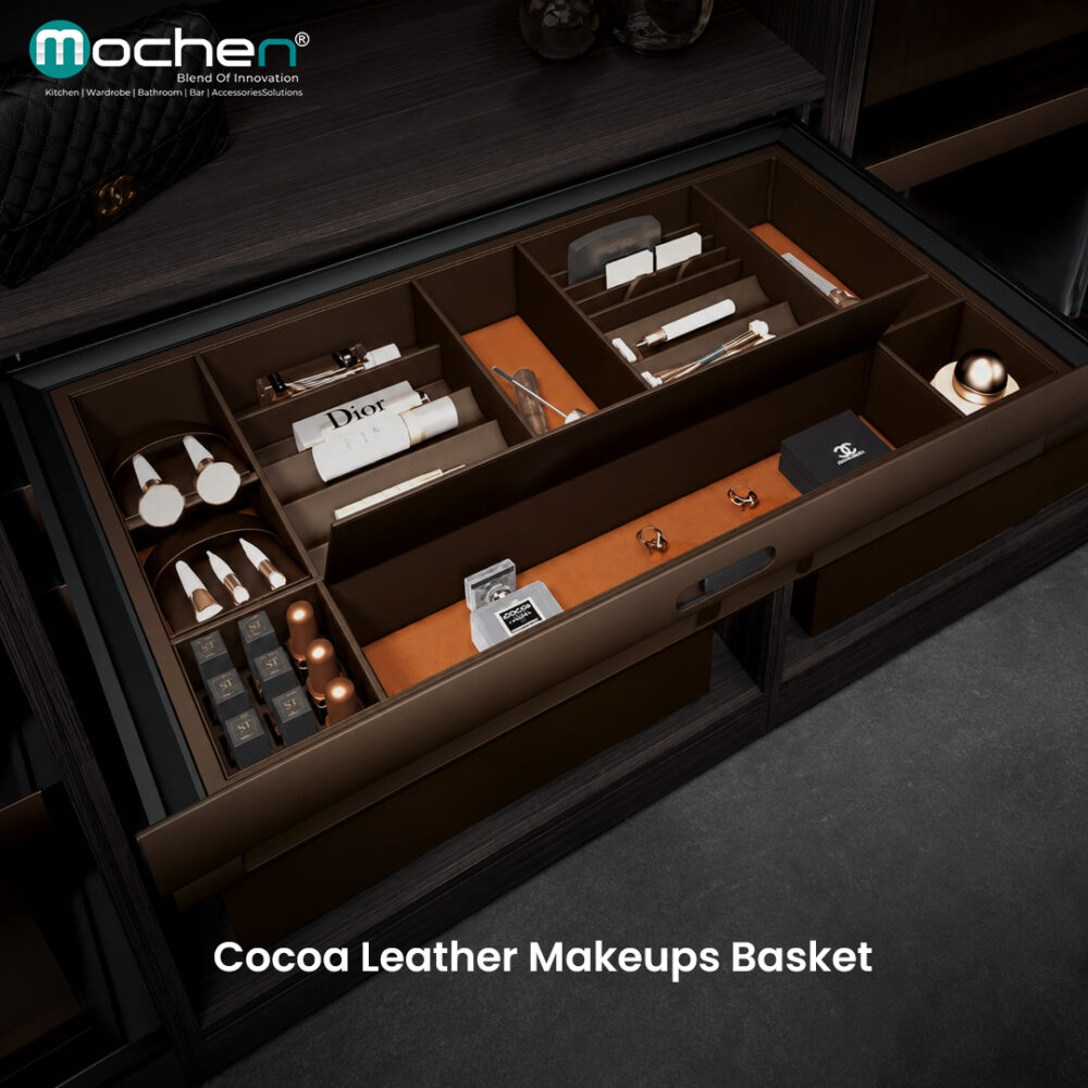 Cocoa Leather Makeups Basket