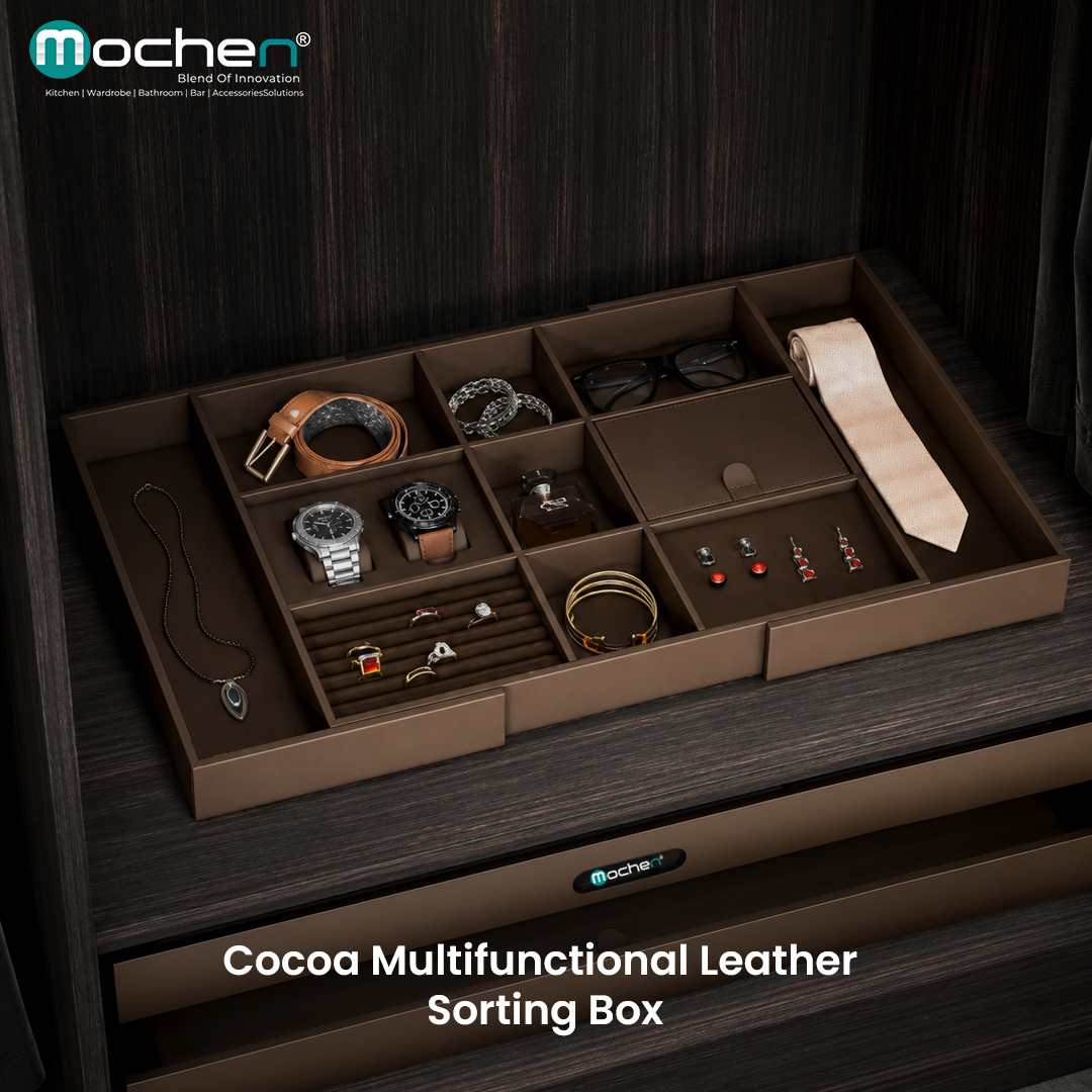 Cocoa Multifunctional Leather Sorting Box
