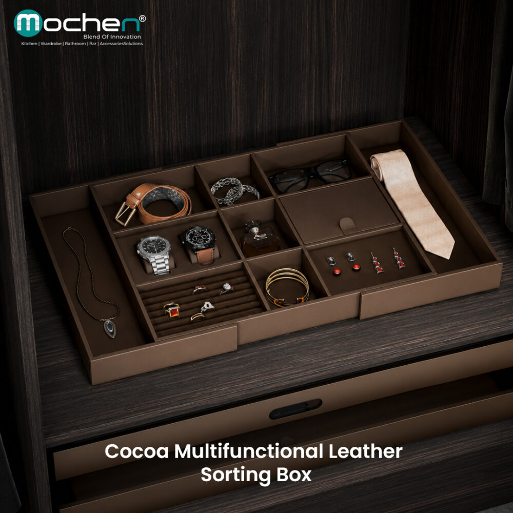 Cocoa Multifunctional Leather  Sorting Box