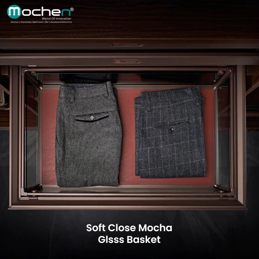 Soft Close Mocha Glsss Basket