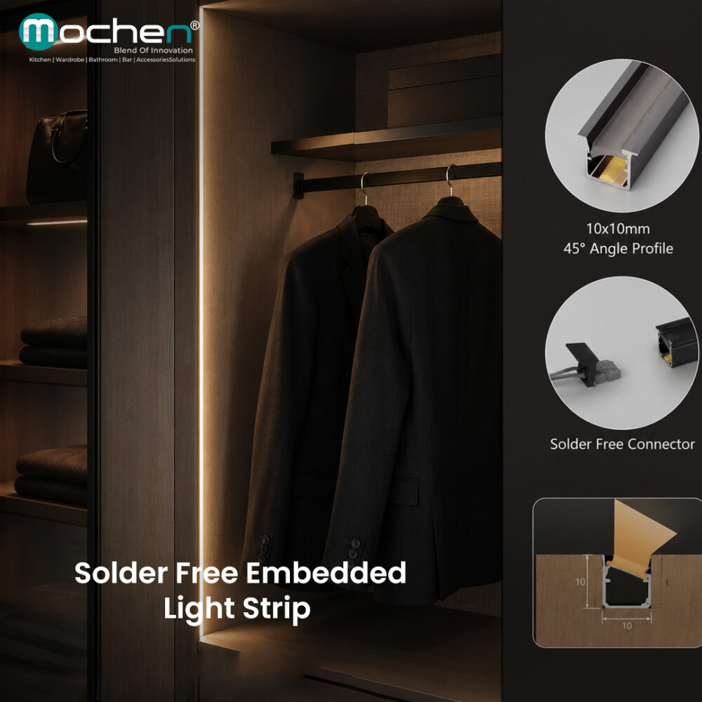 Solder Free Embedded Light Strip 45° Angle
