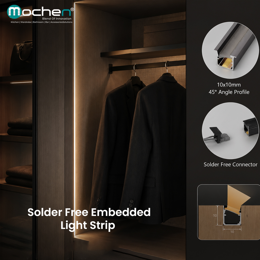 Solder Free Embedded Light Strip 45° Angle