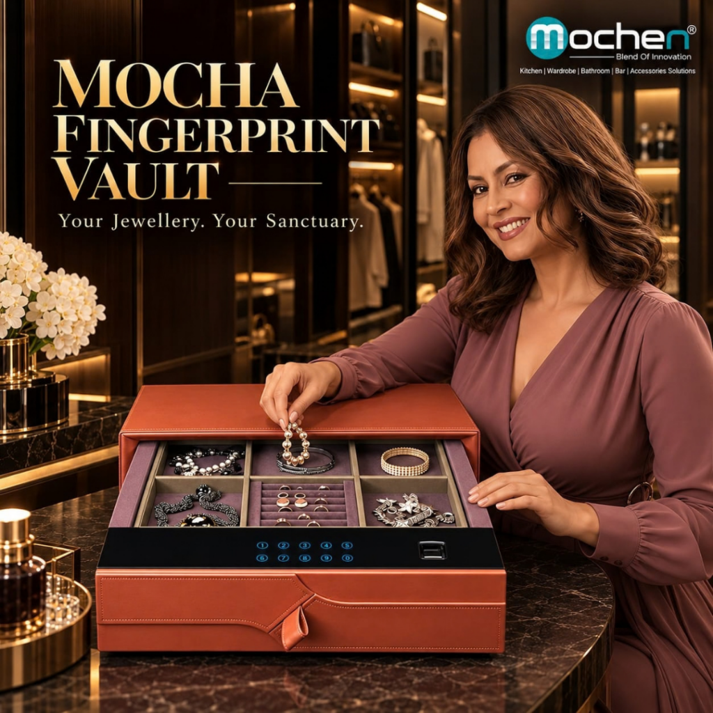Mocha Fingerprint Vault – Premium Jewellery Organizer with Advanced Fingerprint Security