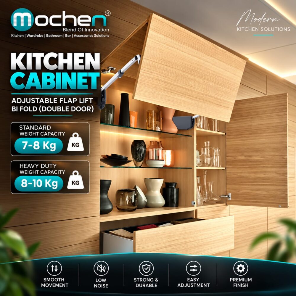 Adjustable Kitchen Cabinet Flap Lift Bi Fold (Double Door)
